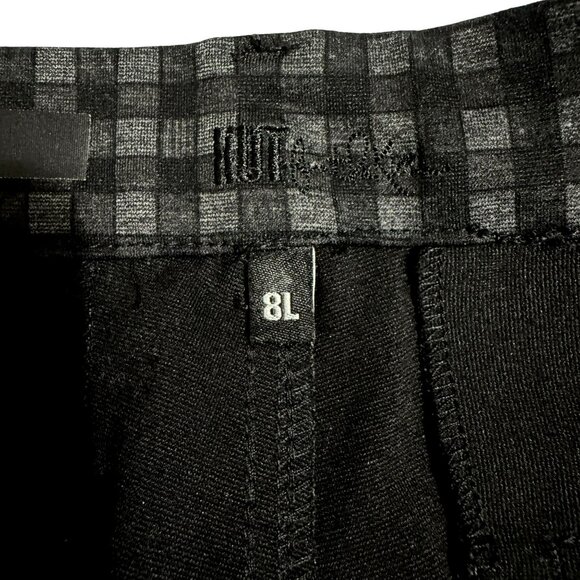 KUT From The Kloth Elyse Black & Gray Check Slim Leg Pants Career Office 8 Tall - Picture 7 of 8